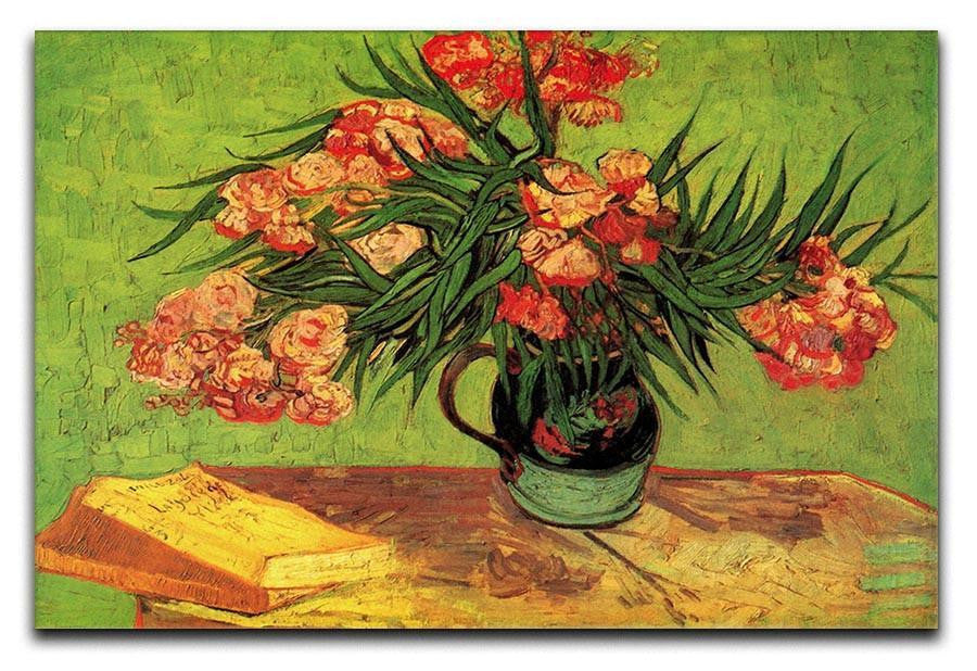 Still Life Vase with Oleanders and Books by Van Gogh Canvas Print & Poster  - Canvas Art Rocks - 1