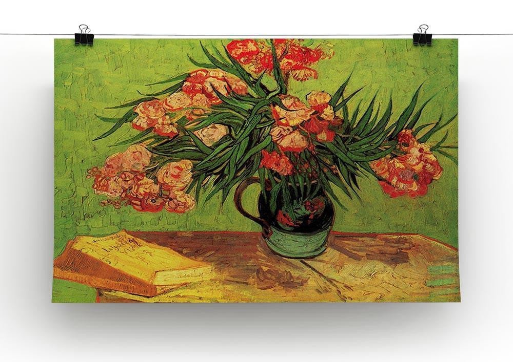 Still Life Vase with Oleanders and Books by Van Gogh Canvas Print & Poster - Canvas Art Rocks - 2
