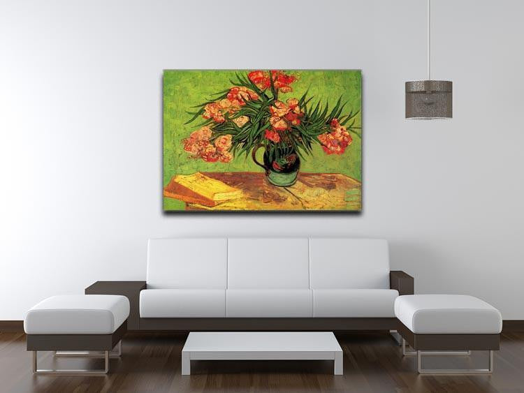 Still Life Vase with Oleanders and Books by Van Gogh Canvas Print & Poster - Canvas Art Rocks - 4