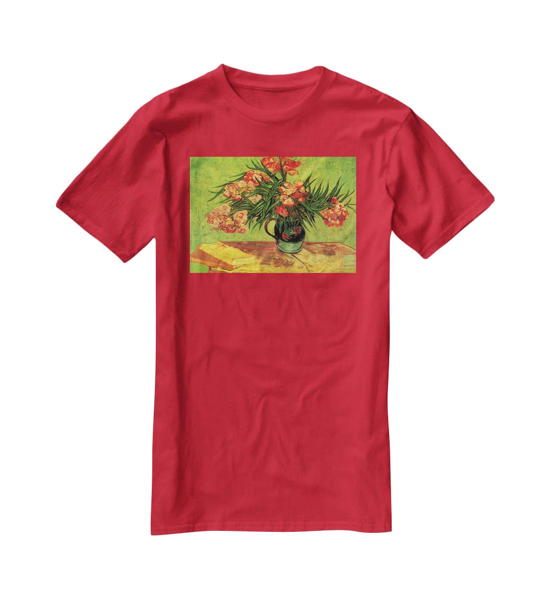 Still Life Vase with Oleanders and Books by Van Gogh T-Shirt - Canvas Art Rocks - 4