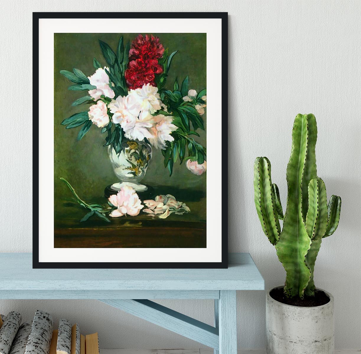 Still Life Vase with Peonies by Manet Framed Print - Canvas Art Rocks - 1