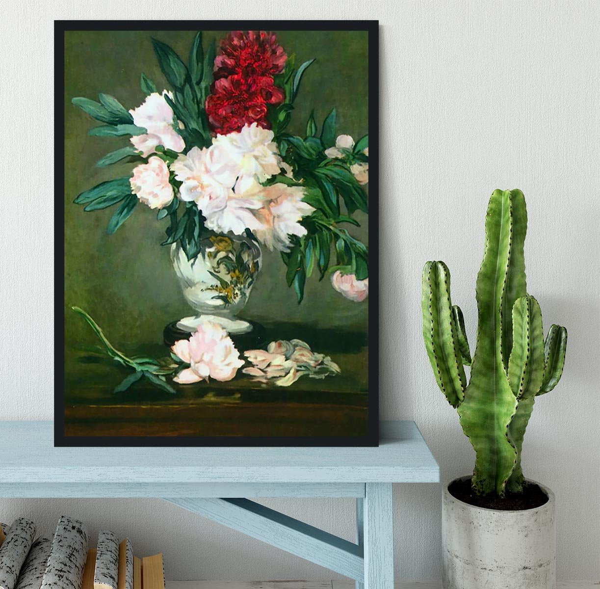 Still Life Vase with Peonies by Manet Framed Print - Canvas Art Rocks - 2
