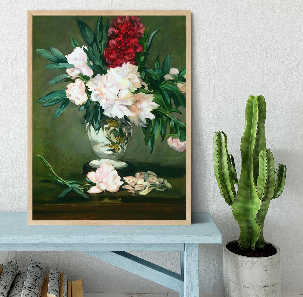 Still Life Vase with Peonies by Manet Framed Print - Canvas Art Rocks - 4