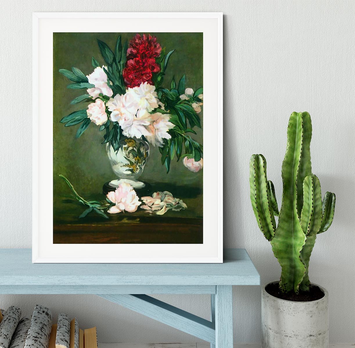 Still Life Vase with Peonies by Manet Framed Print - Canvas Art Rocks - 5