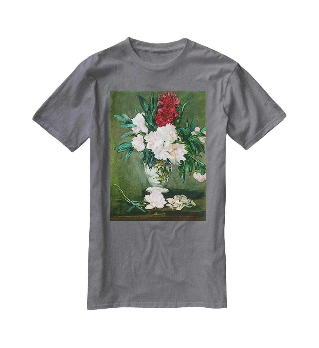 Still Life Vase with Peonies by Manet T-Shirt - Canvas Art Rocks - 3