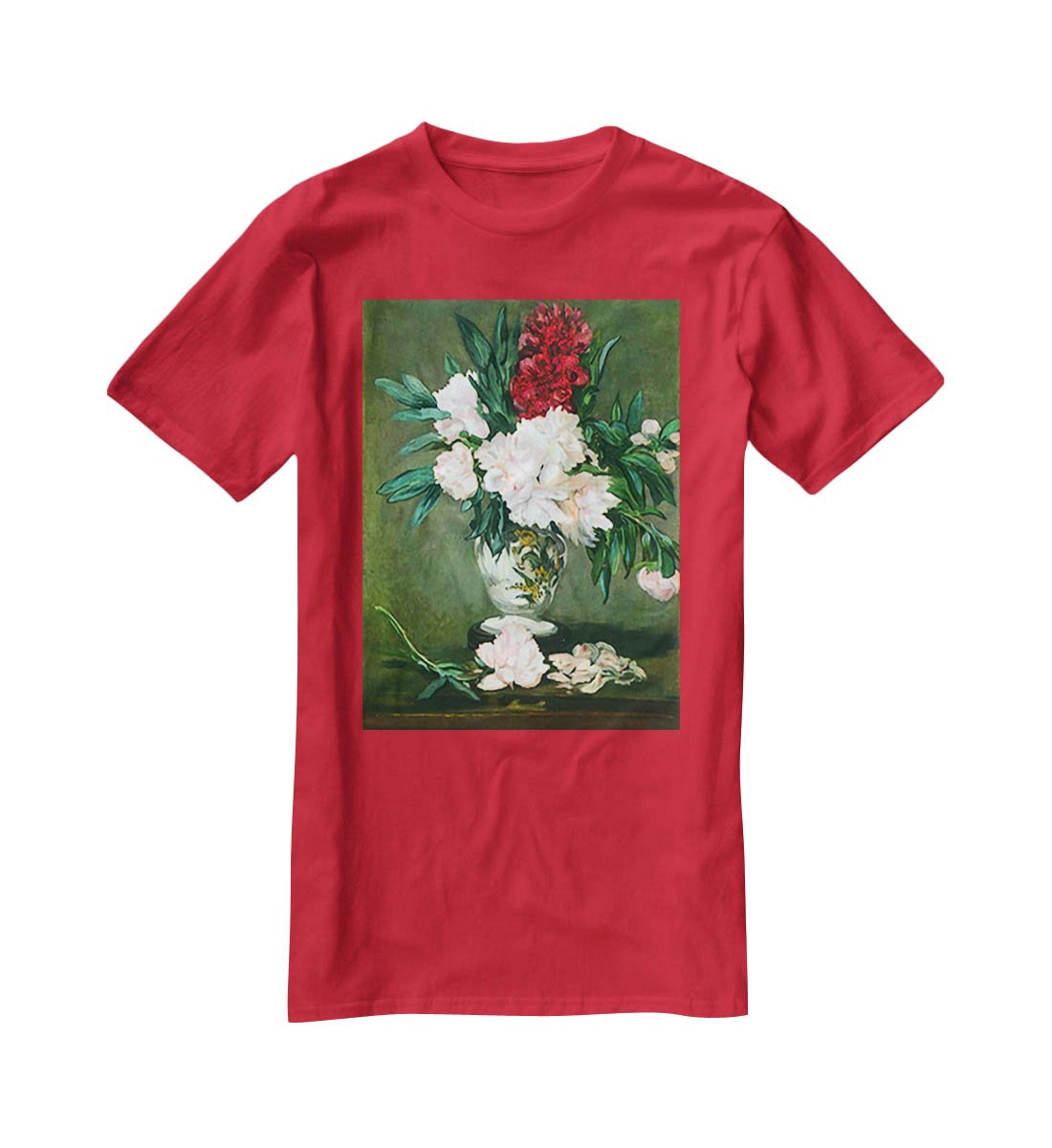 Still Life Vase with Peonies by Manet T-Shirt - Canvas Art Rocks - 4