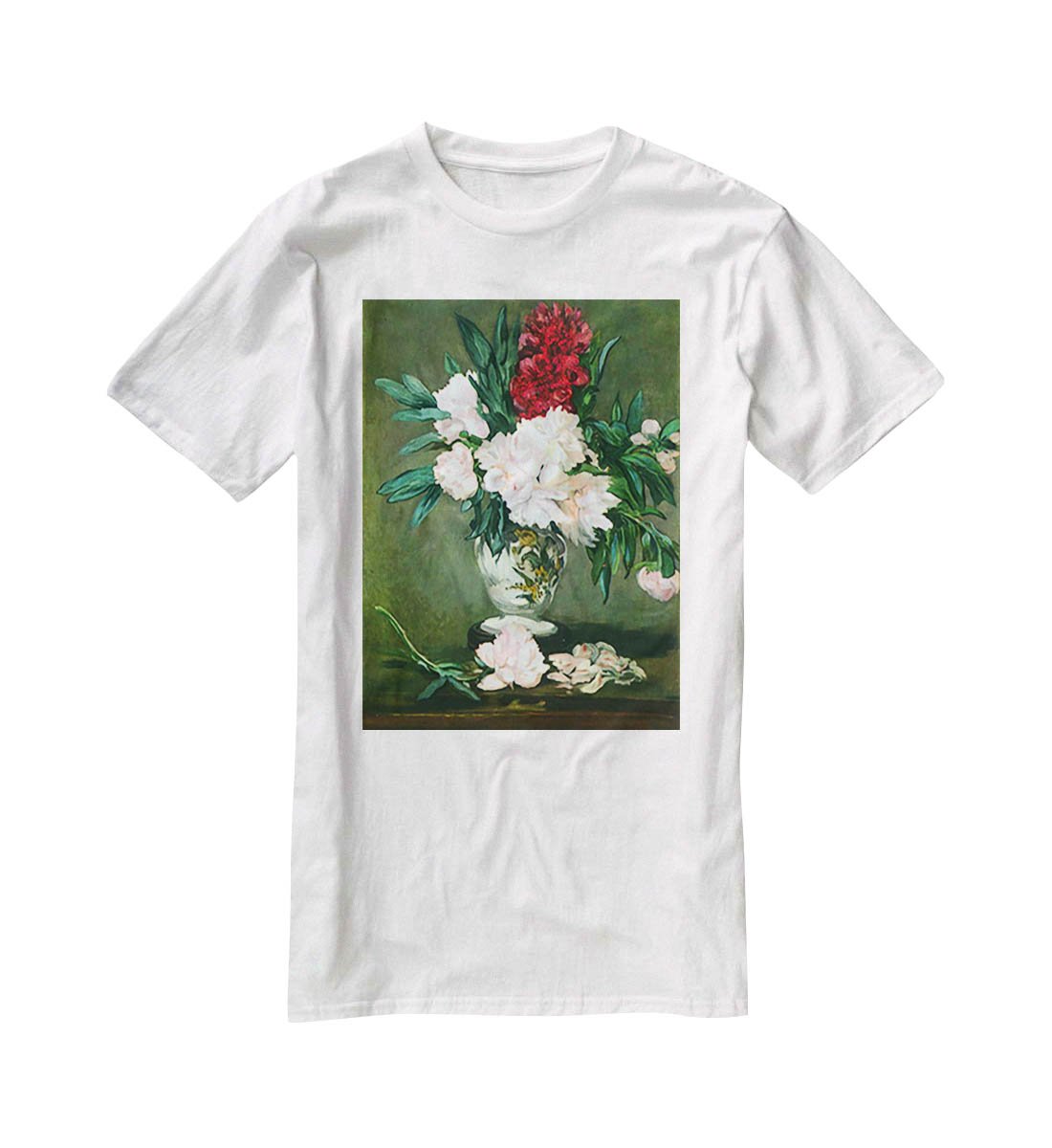 Still Life Vase with Peonies by Manet T-Shirt - Canvas Art Rocks - 5