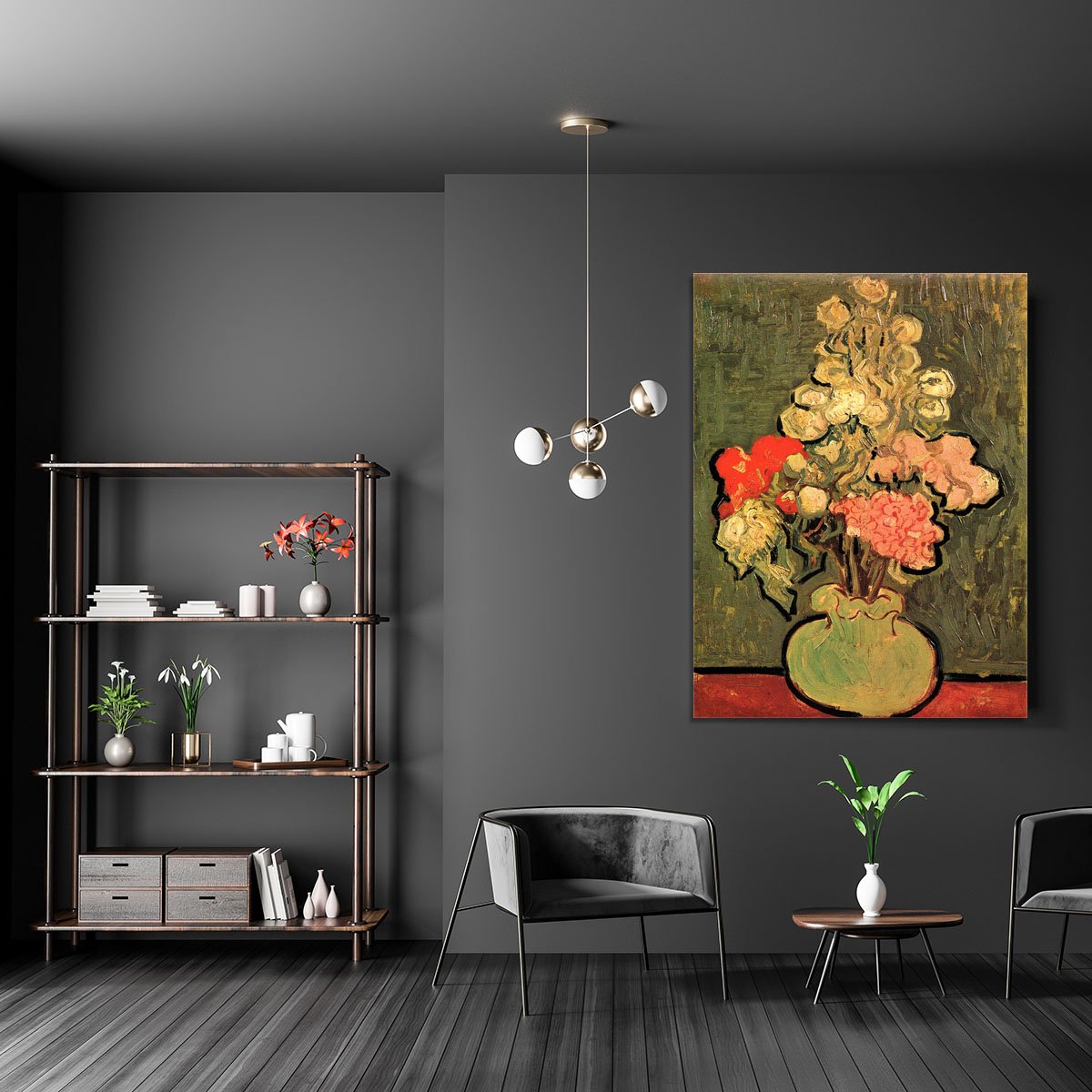 Still Life Vase with Rose-Mallows by Van Gogh Canvas Print or Poster