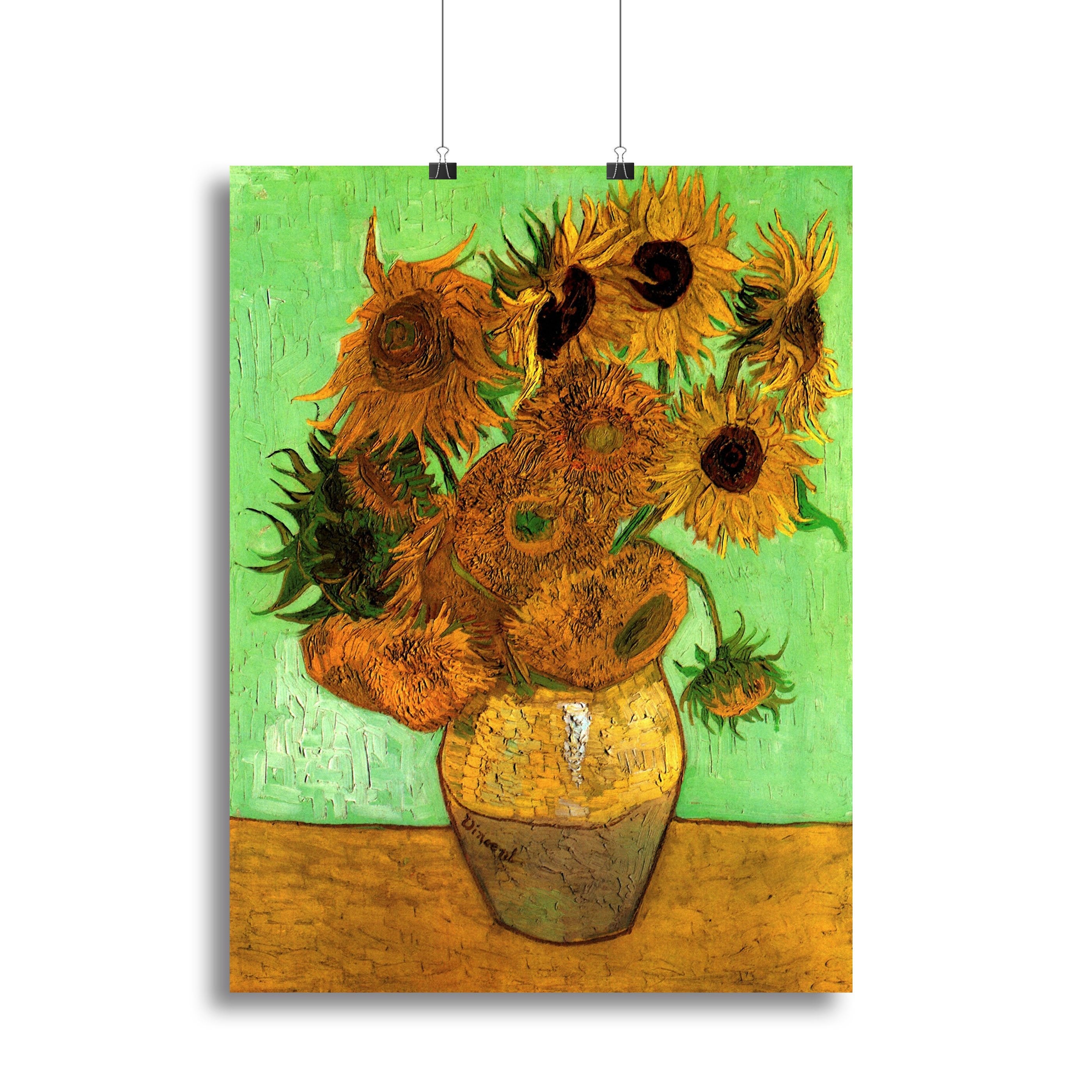 Still Life Vase with Twelve Sunflowers 2 by Van Gogh Canvas Print or Poster