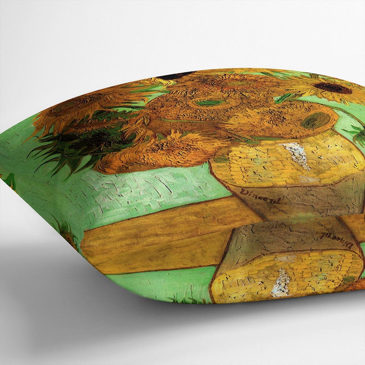 Still Life Vase with Twelve Sunflowers 2 by Van Gogh Throw Pillow