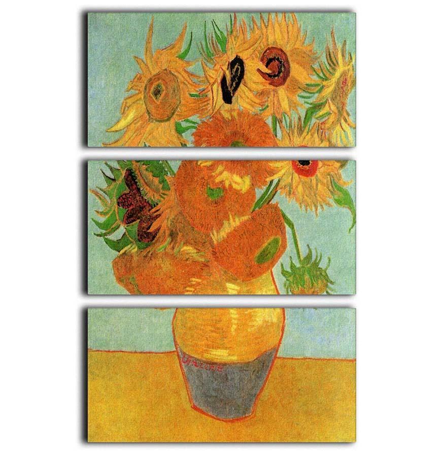 Still Life Vase with Twelve Sunflowers by Van Gogh 3 Split Panel Canvas Print - Canvas Art Rocks - 1
