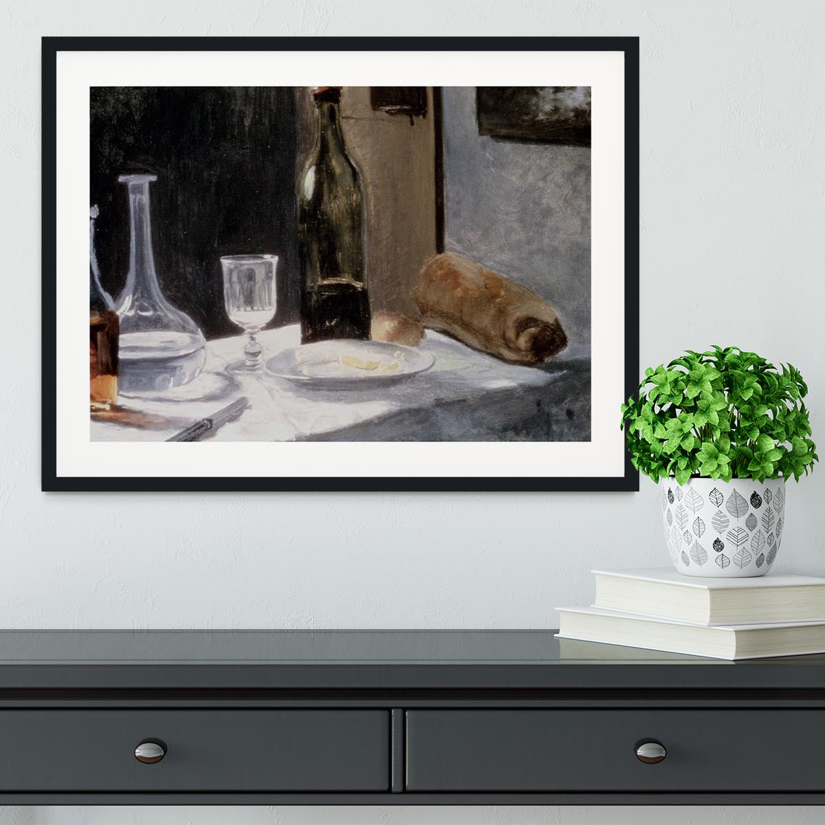 Still Life With Bottles by Monet Framed Print - Canvas Art Rocks - 1