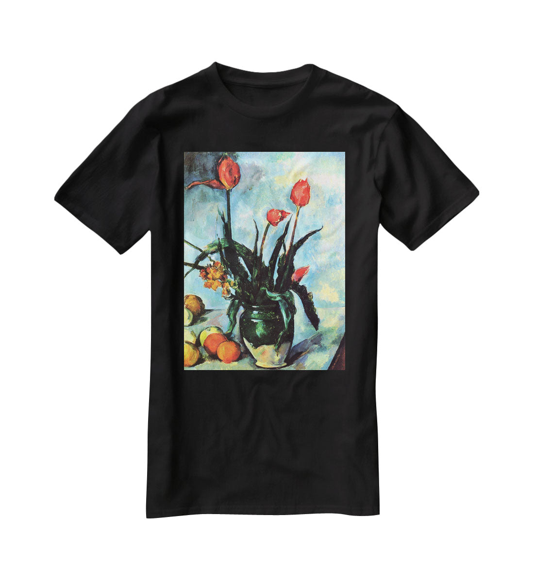 Still Life vase with Tulips by Cezanne T-Shirt - Canvas Art Rocks - 1