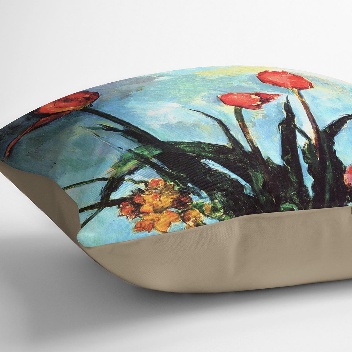 Still Life vase with Tulips by Cezanne Cushion - Canvas Art Rocks - 2