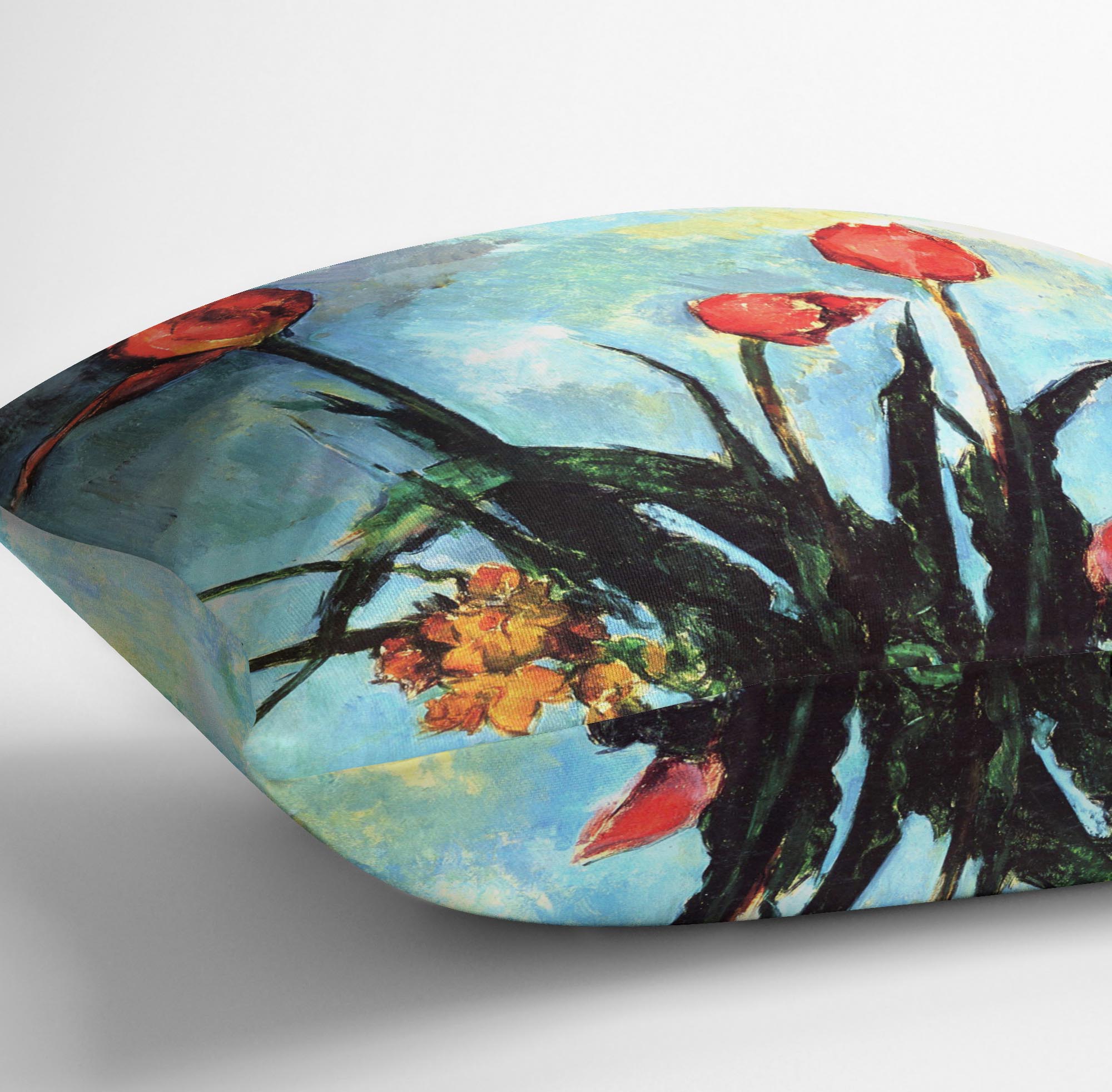 Still Life vase with Tulips by Cezanne Cushion - Canvas Art Rocks - 3
