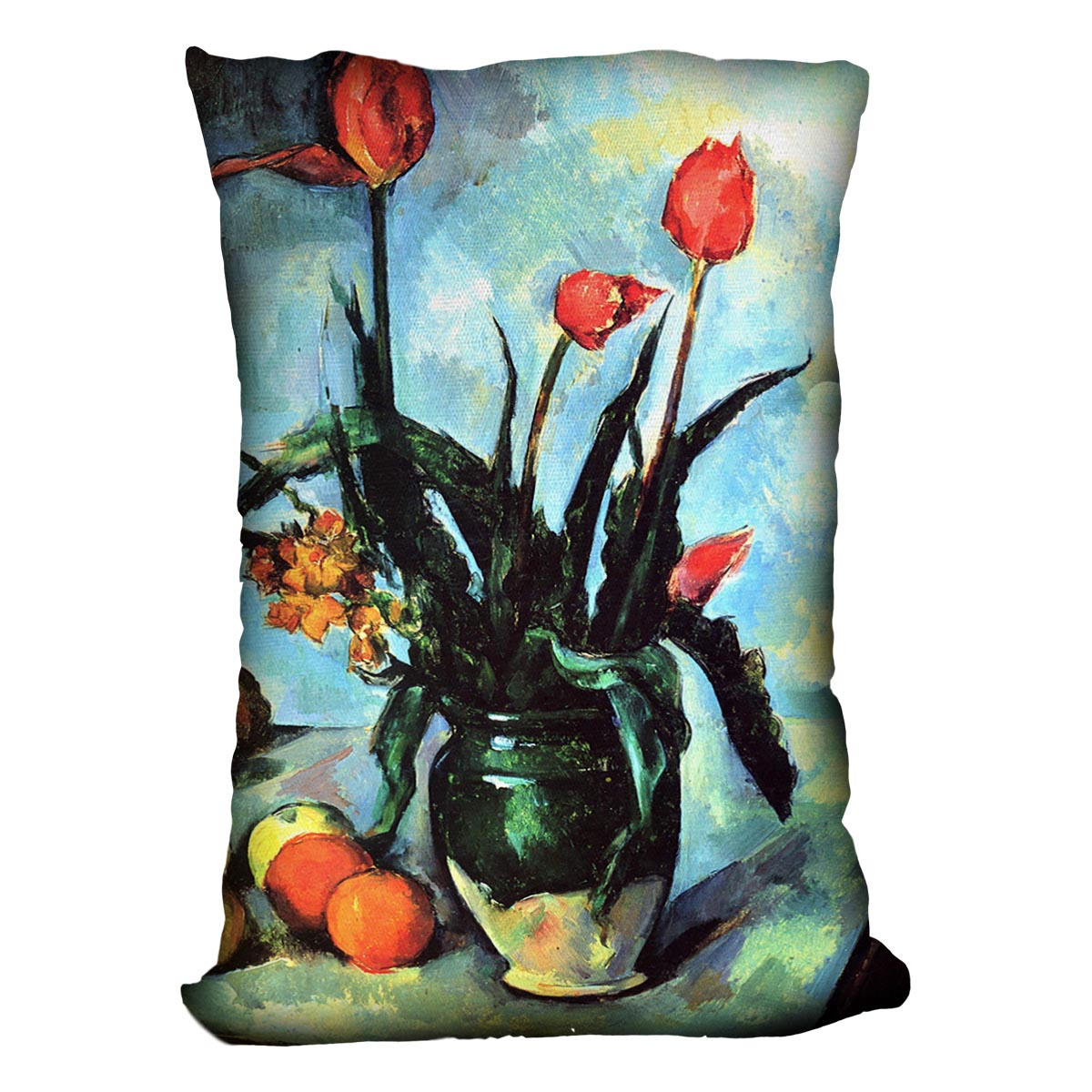 Still Life vase with Tulips by Cezanne Cushion - Canvas Art Rocks - 4