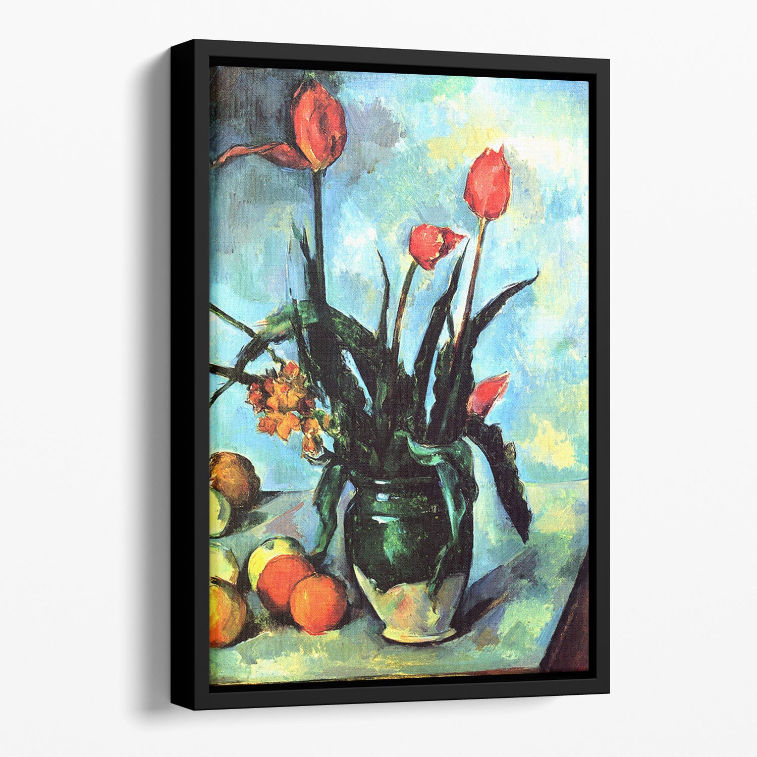 Still Life vase with Tulips by Cezanne Floating Framed Canvas - Canvas Art Rocks - 1
