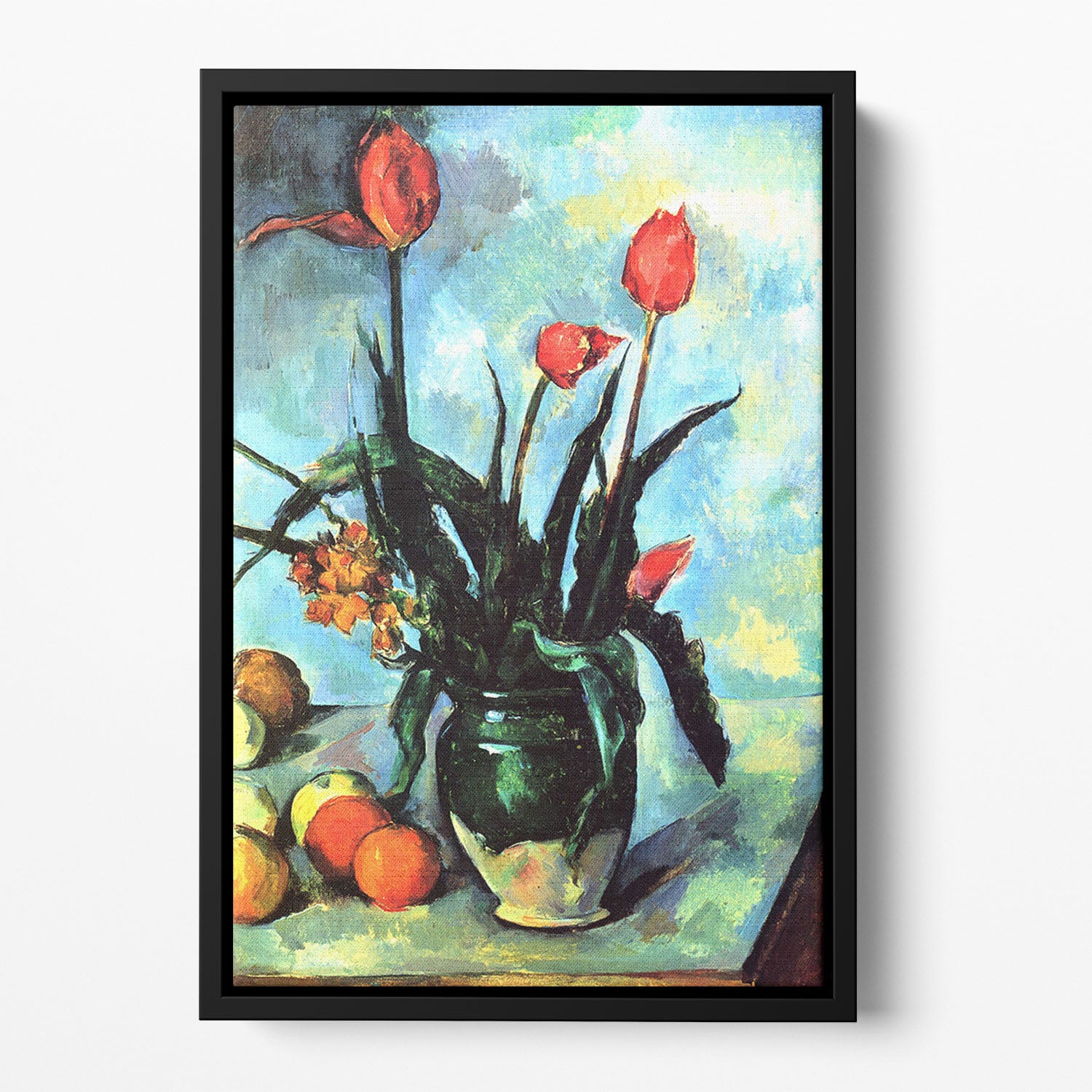 Still Life vase with Tulips by Cezanne Floating Framed Canvas - Canvas Art Rocks - 2