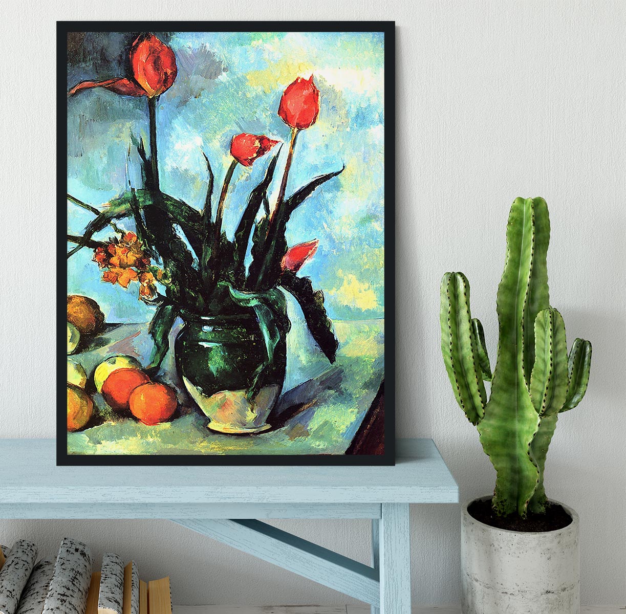 Still Life vase with Tulips by Cezanne Framed Print - Canvas Art Rocks - 2