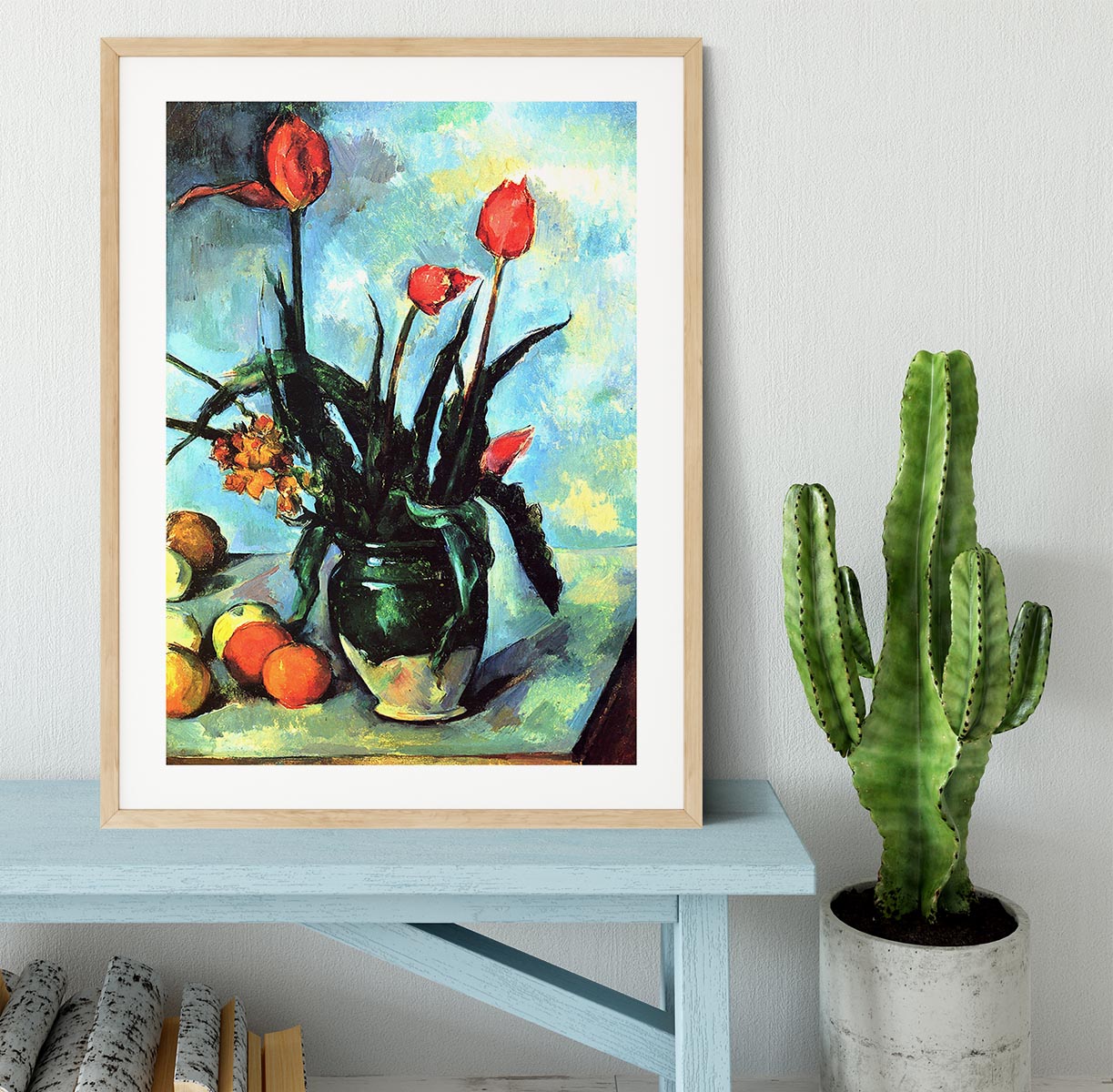 Still Life vase with Tulips by Cezanne Framed Print - Canvas Art Rocks - 3