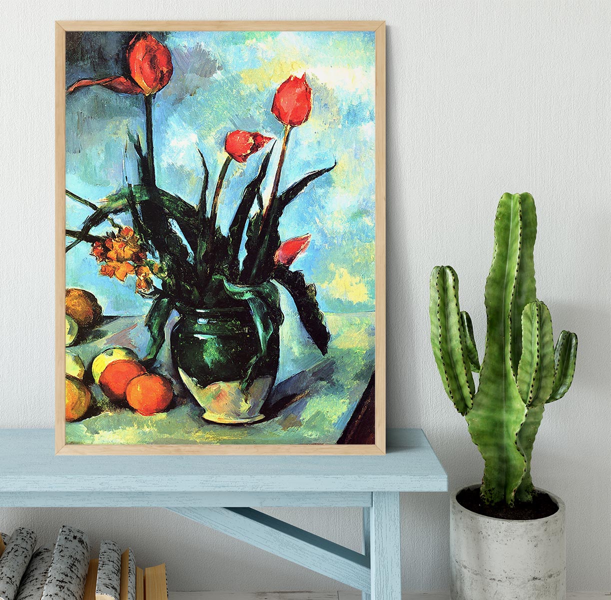 Still Life vase with Tulips by Cezanne Framed Print - Canvas Art Rocks - 4