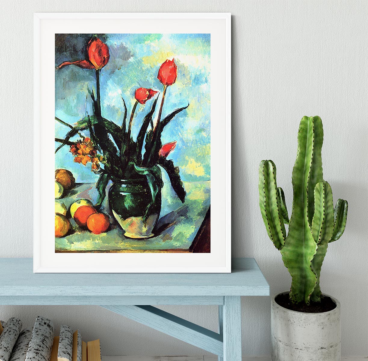 Still Life vase with Tulips by Cezanne Framed Print - Canvas Art Rocks - 5