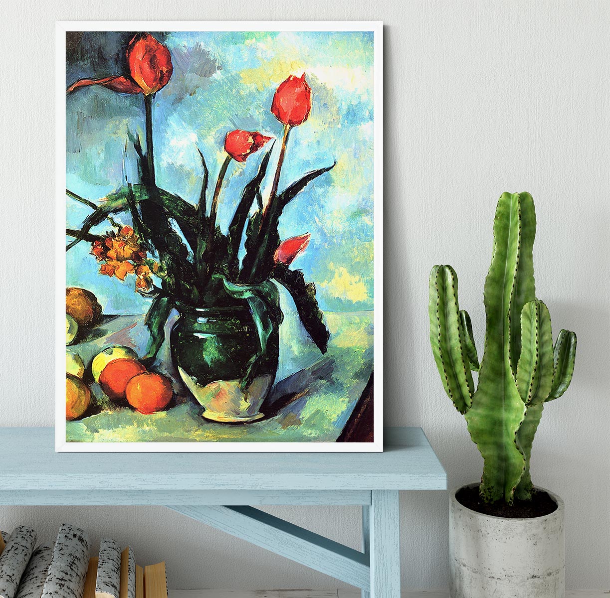 Still Life vase with Tulips by Cezanne Framed Print - Canvas Art Rocks -6