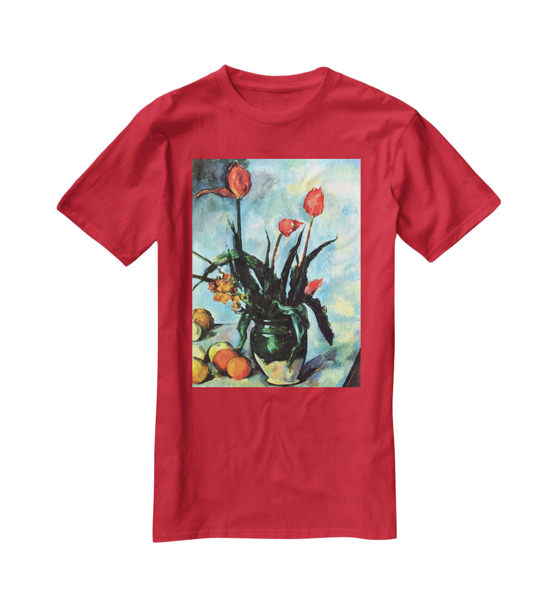 Still Life vase with Tulips by Cezanne T-Shirt - Canvas Art Rocks - 4