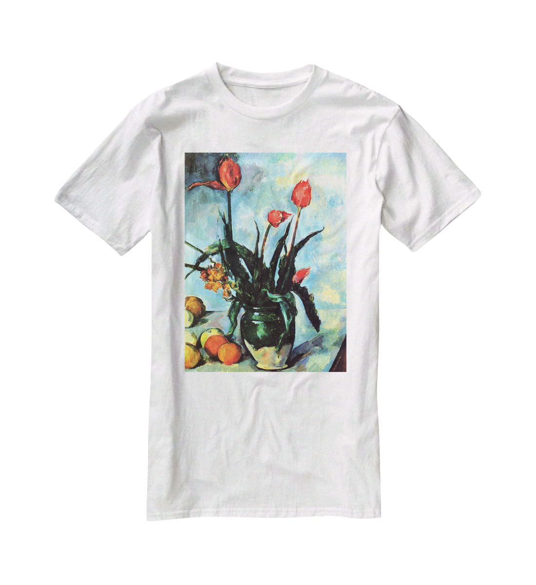 Still Life vase with Tulips by Cezanne T-Shirt - Canvas Art Rocks - 5