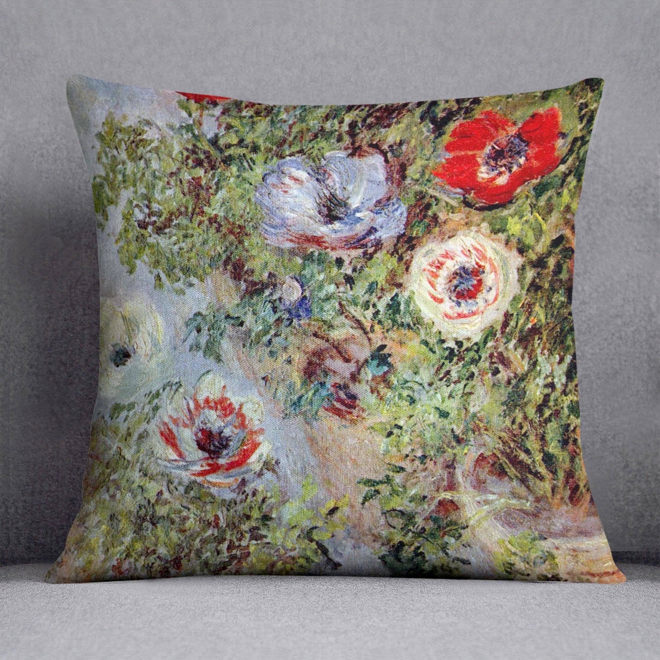 Still Life with Anemones by Monet Throw Pillow