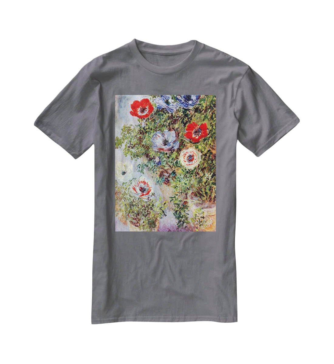 Still Life with Anemones by Monet T-Shirt - Canvas Art Rocks - 3