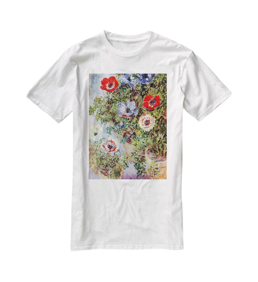 Still Life with Anemones by Monet T-Shirt - Canvas Art Rocks - 5
