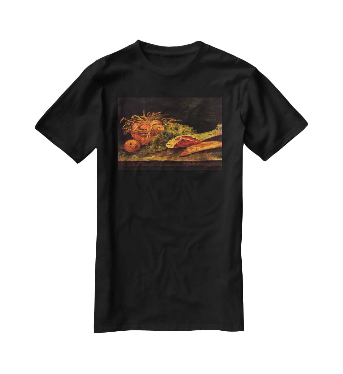 Still Life with Apples Meat and a Roll by Van Gogh T-Shirt - Canvas Art Rocks - 1
