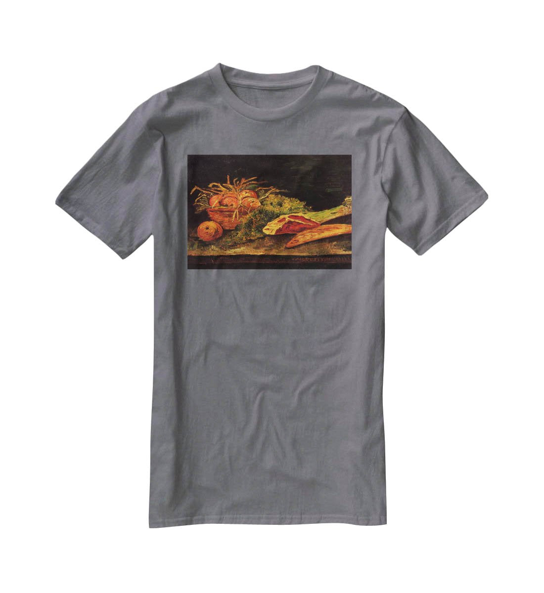Still Life with Apples Meat and a Roll by Van Gogh T-Shirt - Canvas Art Rocks - 3