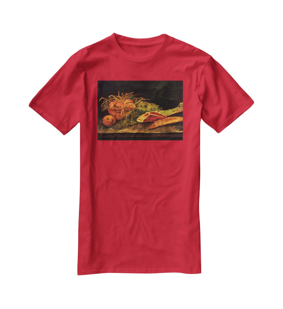 Still Life with Apples Meat and a Roll by Van Gogh T-Shirt - Canvas Art Rocks - 4
