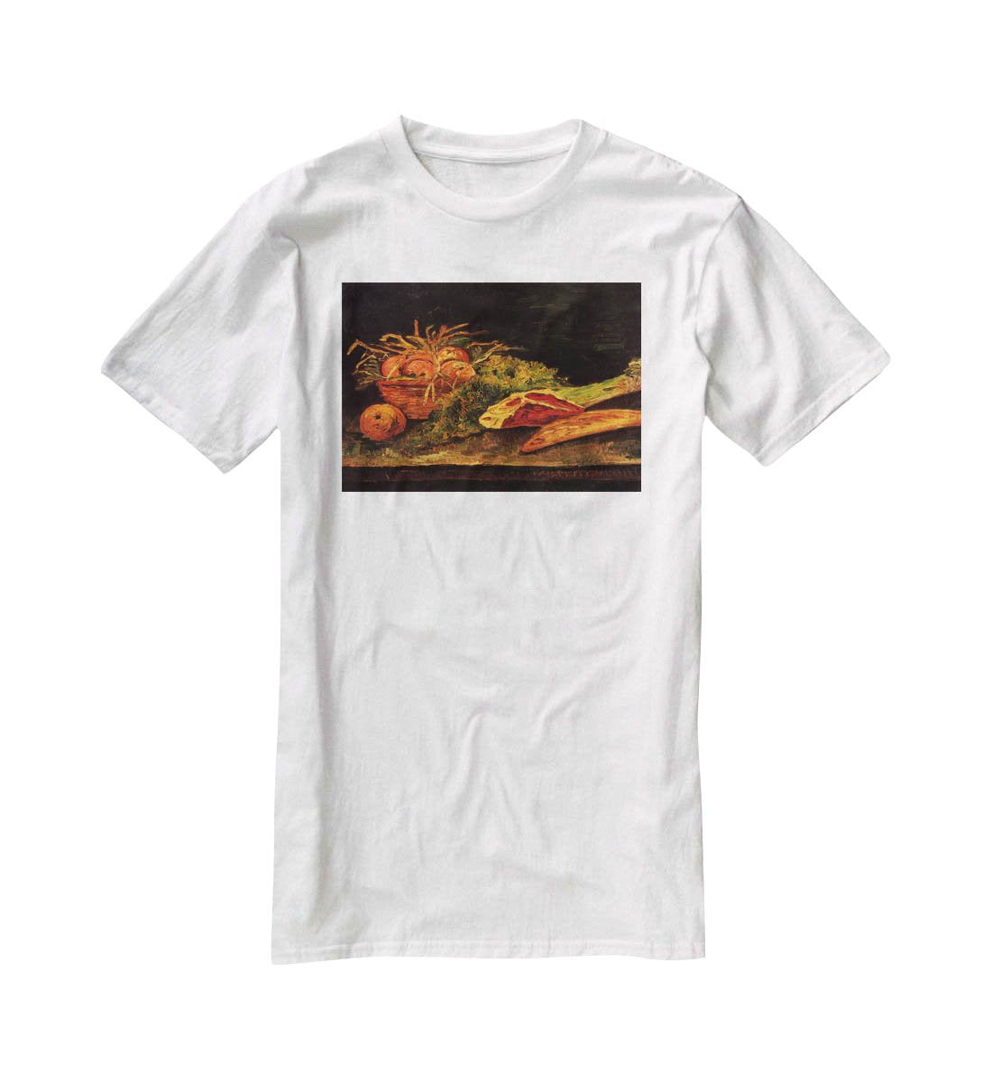 Still Life with Apples Meat and a Roll by Van Gogh T-Shirt - Canvas Art Rocks - 5