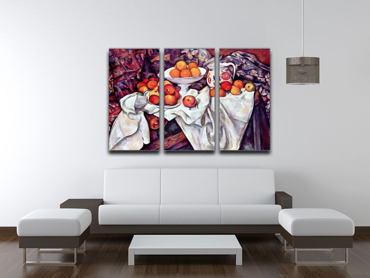 Still Life with Apples and Oranges by Cezanne 3 Split Panel Canvas Print - Canvas Art Rocks - 3