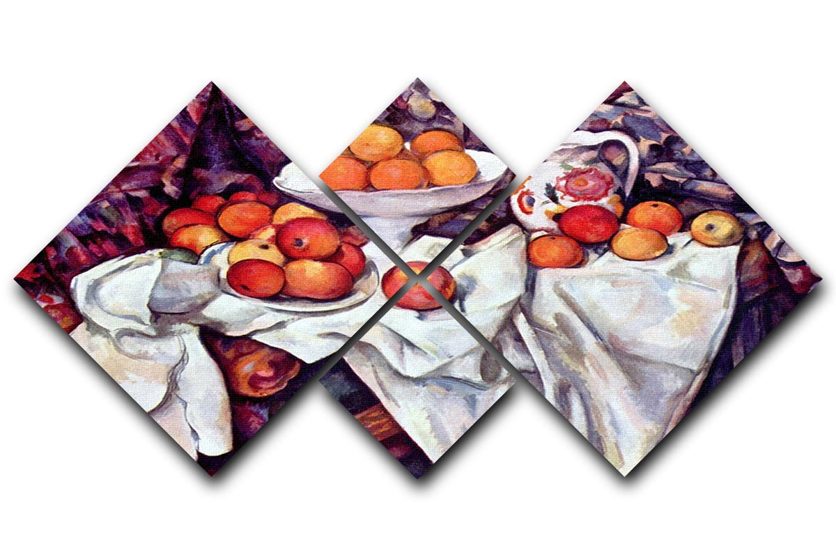 Still Life with Apples and Oranges by Cezanne 4 Square Multi Panel Canvas - Canvas Art Rocks - 1