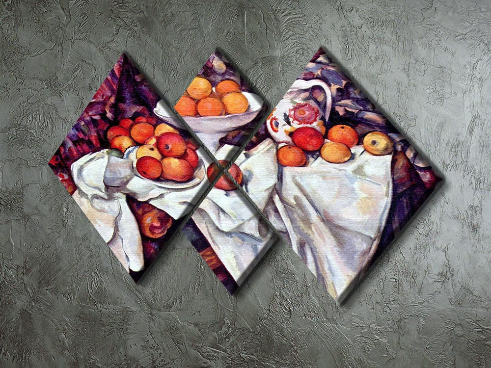 Still Life with Apples and Oranges by Cezanne 4 Square Multi Panel Canvas - Canvas Art Rocks - 2