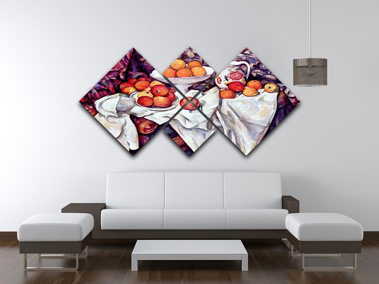 Still Life with Apples and Oranges by Cezanne 4 Square Multi Panel Canvas - Canvas Art Rocks - 3