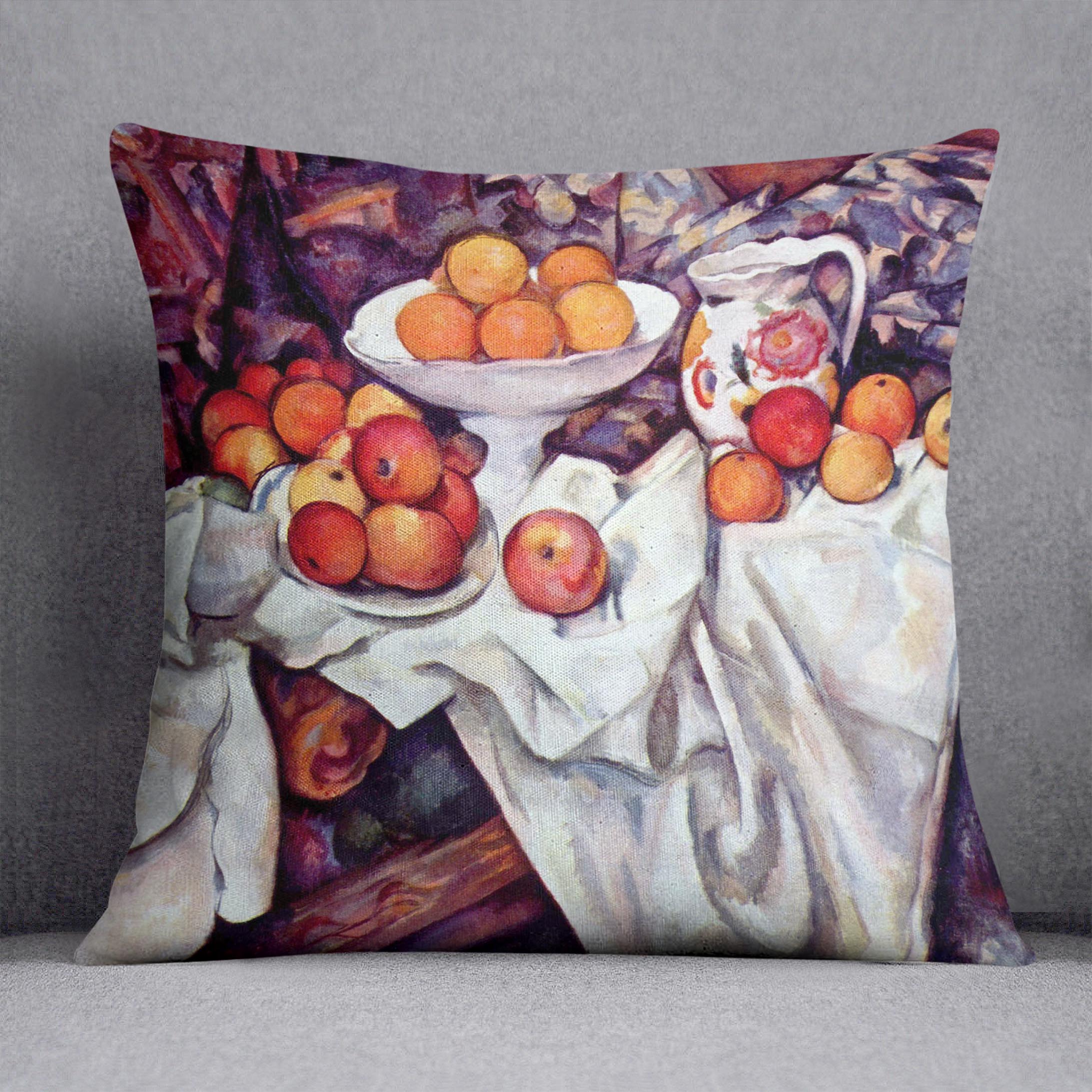 Still Life with Apples and Oranges by Cezanne Cushion - Canvas Art Rocks - 1