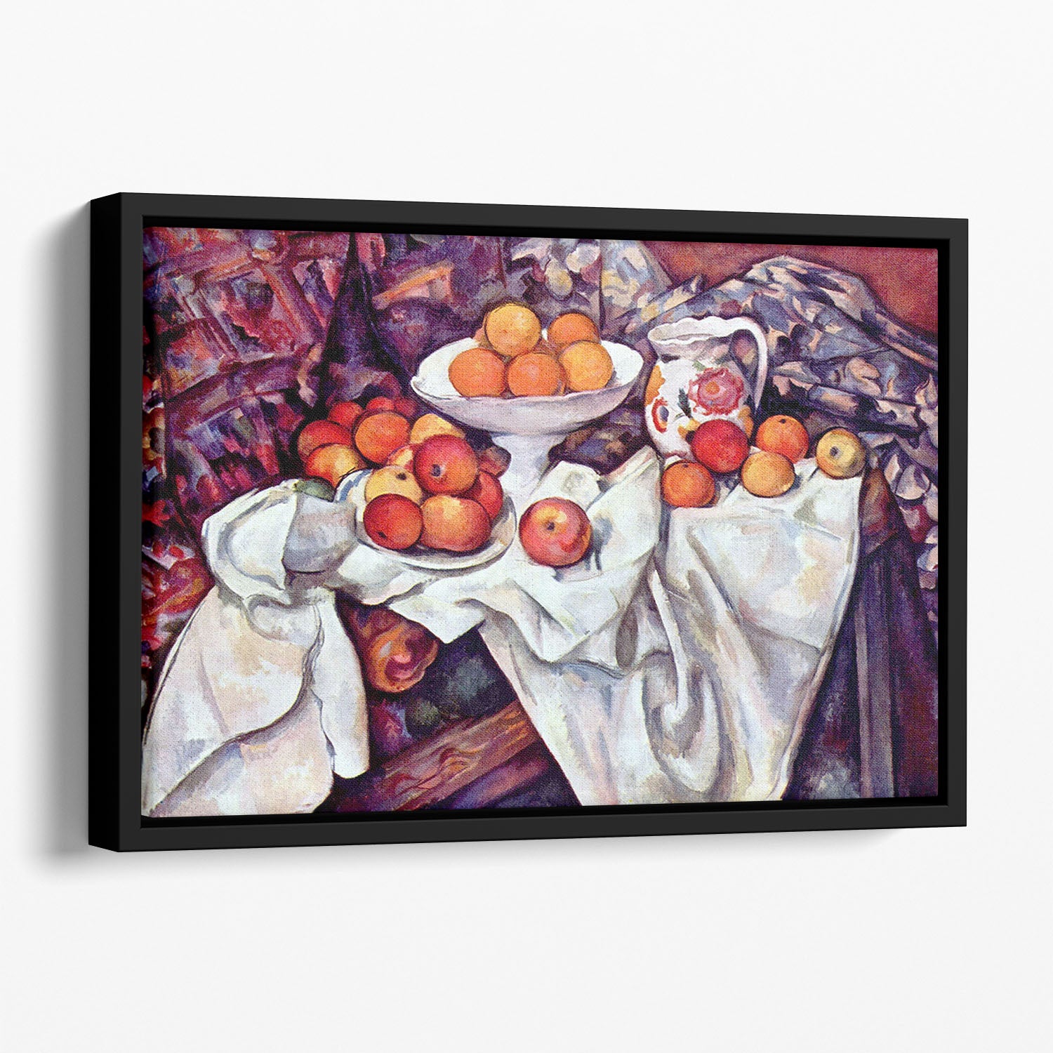 Still Life with Apples and Oranges by Cezanne Floating Framed Canvas - Canvas Art Rocks - 1