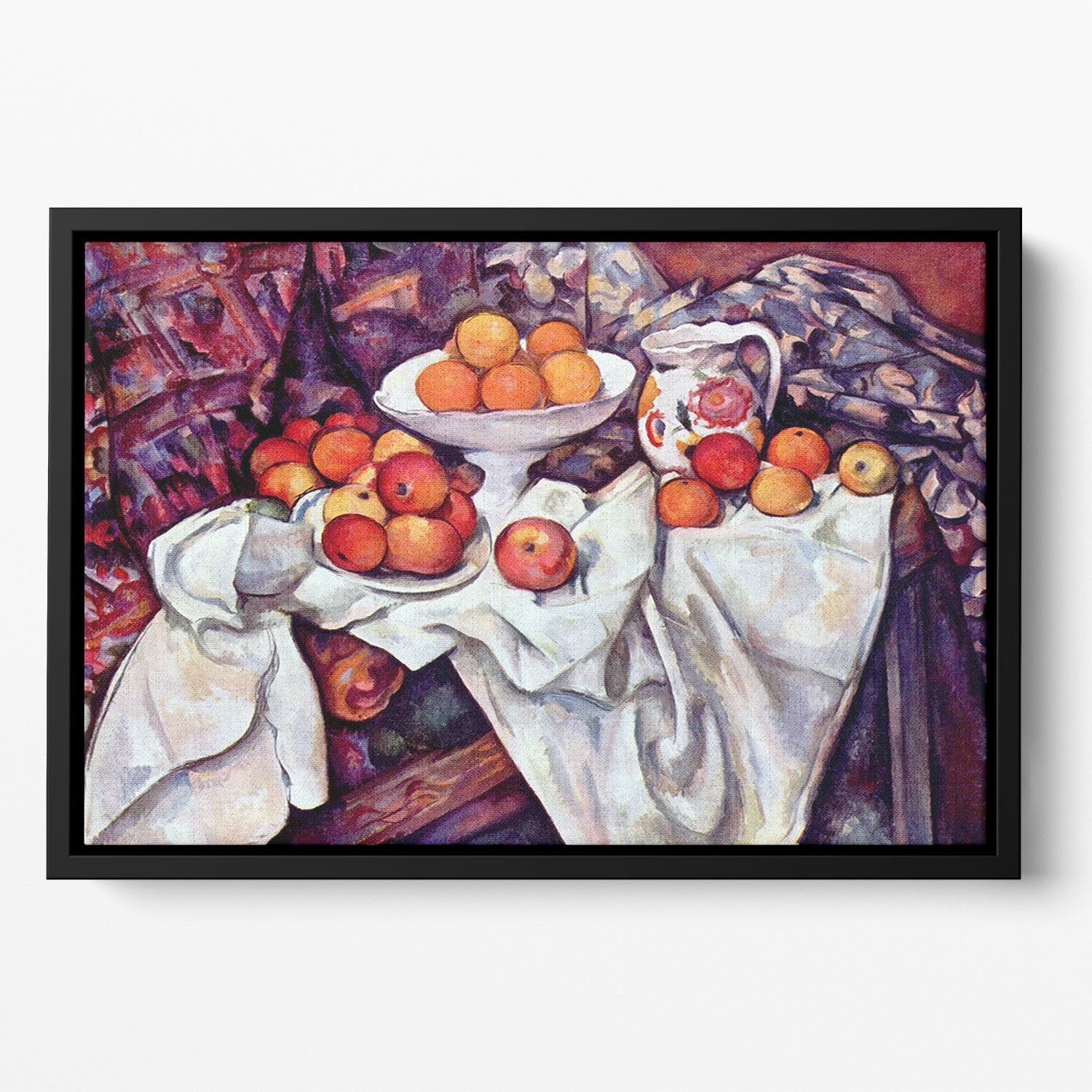 Still Life with Apples and Oranges by Cezanne Floating Framed Canvas - Canvas Art Rocks - 2