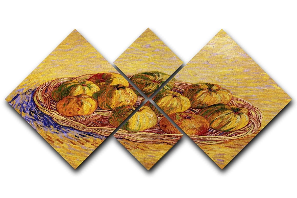 Still Life with Basket of Apples by Van Gogh 4 Square Multi Panel Canvas  - Canvas Art Rocks - 1