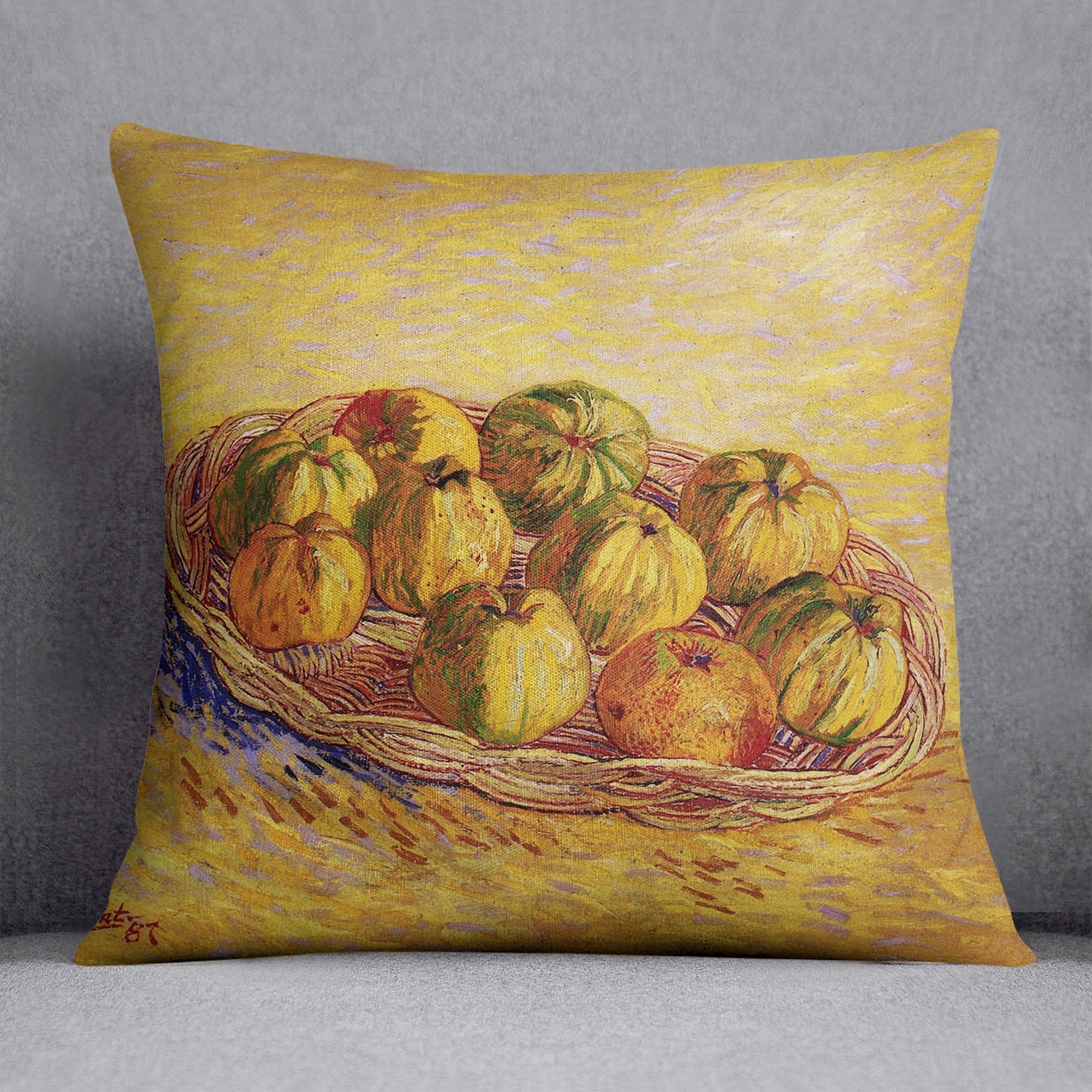 Still Life with Basket of Apples by Van Gogh Throw Pillow