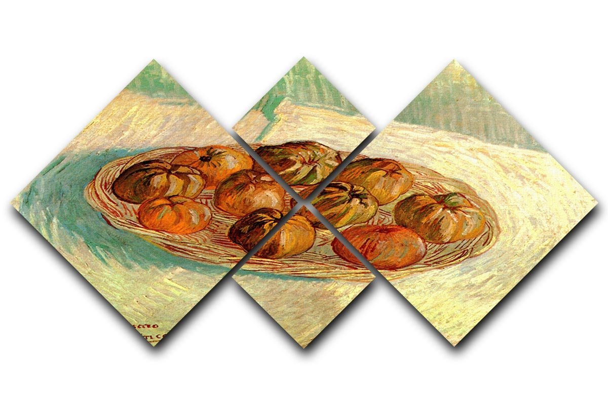 Still Life with Basket of Apples to Lucien Pissarro by Van Gogh 4 Square Multi Panel Canvas  - Canvas Art Rocks - 1