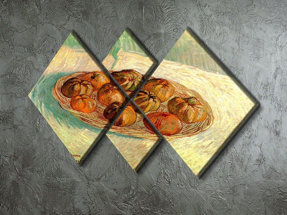 Still Life with Basket of Apples to Lucien Pissarro by Van Gogh 4 Square Multi Panel Canvas - Canvas Art Rocks - 2
