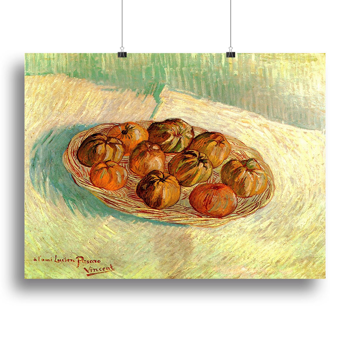 Still Life with Basket of Apples to Lucien Pissarro by Van Gogh Canvas Print or Poster