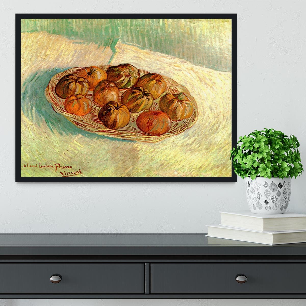 Still Life with Basket of Apples to Lucien Pissarro by Van Gogh Framed Print - Canvas Art Rocks - 2