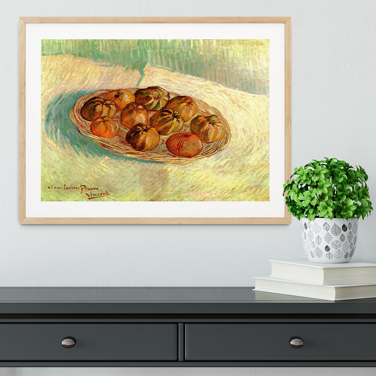 Still Life with Basket of Apples to Lucien Pissarro by Van Gogh Framed Print - Canvas Art Rocks - 3